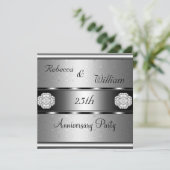 Jubileum 25e Elegant Roll Silver Party Kaart (Staand voorkant)