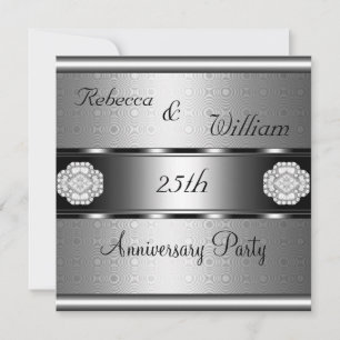 Jubileum 25e Elegante Rol Zilveren Feest Kaart