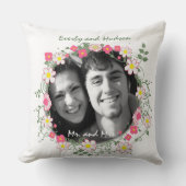 Jubileum 2e bruiloft Foto Wreated Lijst White Kussen (Voorkant)