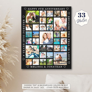Jubileum 33 Aangepast gepersonaliseerd fotocollage Canvas Afdruk