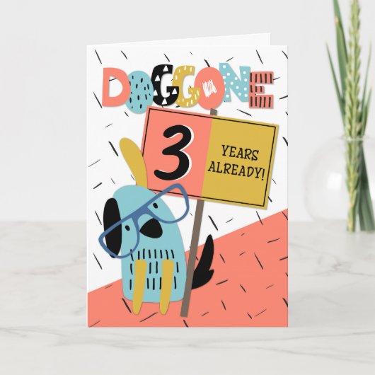 Jubileum 3 jaar Comic Dog Kaart (Voorkant)