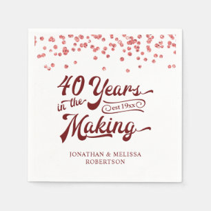 Jubileum 40 JAAR IN DE MAKING Ruby Confetti Servet