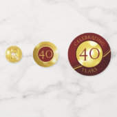 Jubileum 40e bruiloft Foto Ruby Gold Custom Confetti (Achterkanten)