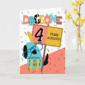 Jubileum 4 jaar Comic Dog Kaart (Gele Bloem)