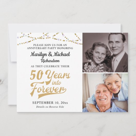 Jubileum 50 JAAR IN DE EEUWIGHEID Goud Retro Kaart (Voorkant)