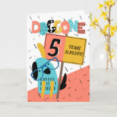 Jubileum 5 jaar Comic Dog Kaart (Gele Bloem)