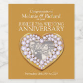 Jubileum 75e trouwdag wijnlabels wijn etiket (Enkel label)