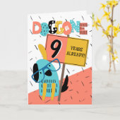 Jubileum 9 jaar Comic Dog Kaart (Gele Bloem)