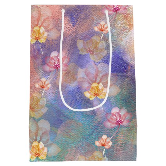 Jubileum Abstracte verf en bloemen Medium Cadeauzakje (Achterkant)