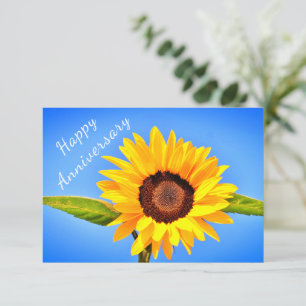 Jubileum Ansichtkaart Gele Zonnebloem onder Blauwe