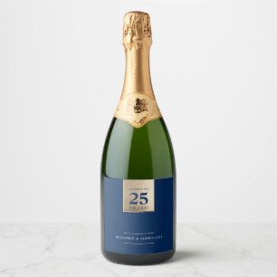 JUBILEUM bedrijfs marine wit goud Sparkling Wijnetiket