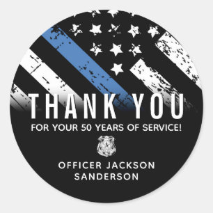 Jubileum blauwe lijn politie ronde sticker