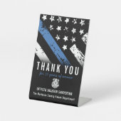 Jubileum blauwe lijn van politie reclamebord met voetstuk (Voorkant)