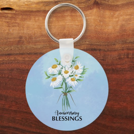 Jubileum Blessings Bouquet of Daisies Sleutelhanger (Achterkant)