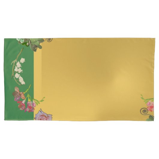 Jubileum Bloemen Groen/Gouden Kussensloop (Voorkant-Links)