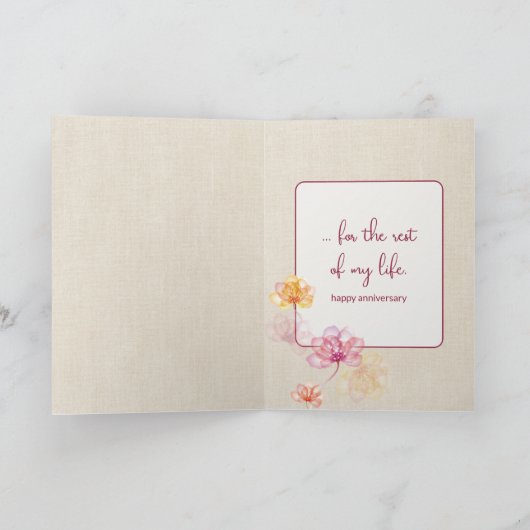 Jubileum bloemen op jute kaart (Binnen)