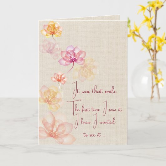 Jubileum bloemen op jute kaart (Gele Bloem)