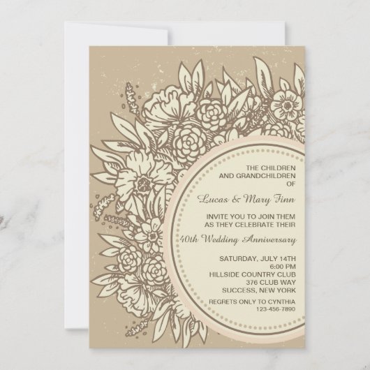 Jubileum Bloemen Uitnodiging (Voorkant)