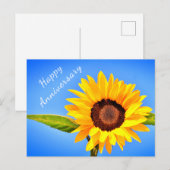 Jubileum Briefkaart Geel Zonnebloem op Blue Sky (Voorkant / Achterkant)