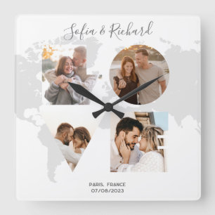 Jubileum bruiloft cadeau kerst liefde foto vierkante klok