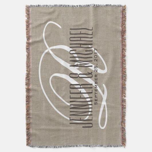 Jubileum/bruiloft Monogram Rustic Deken (Voorkant Verticaal)