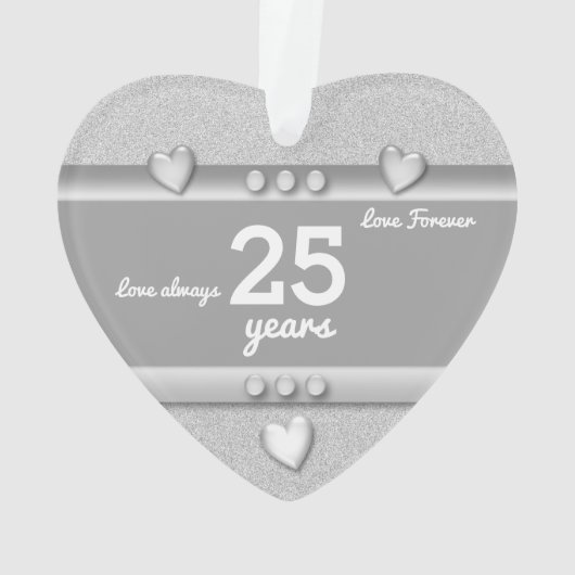 Jubileum cadeau 25 jaar met namen en datum ornament (achterkant)