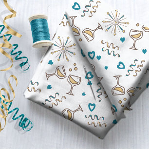 Jubileum Celebration Pattern Blue/Gold ID723 Stof