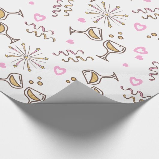 Jubileum Celebration Pattern Pink/Gold ID723 Cadeaupapier (Hoek)