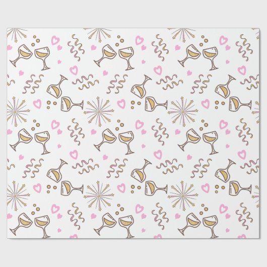 Jubileum Celebration Pattern Pink/Gold ID723 Cadeaupapier (Vlak)
