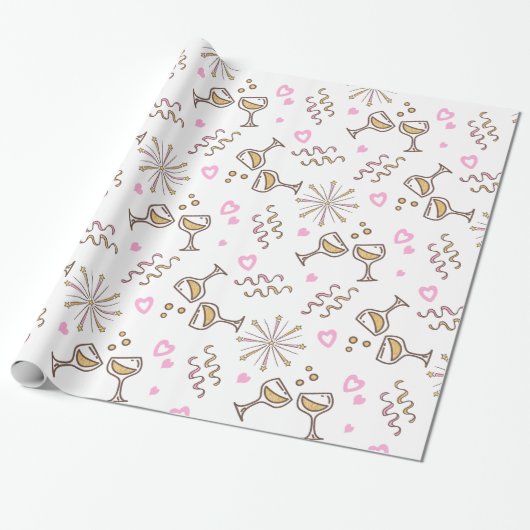 Jubileum Celebration Pattern Pink/Gold ID723 Cadeaupapier (Uitgerold)
