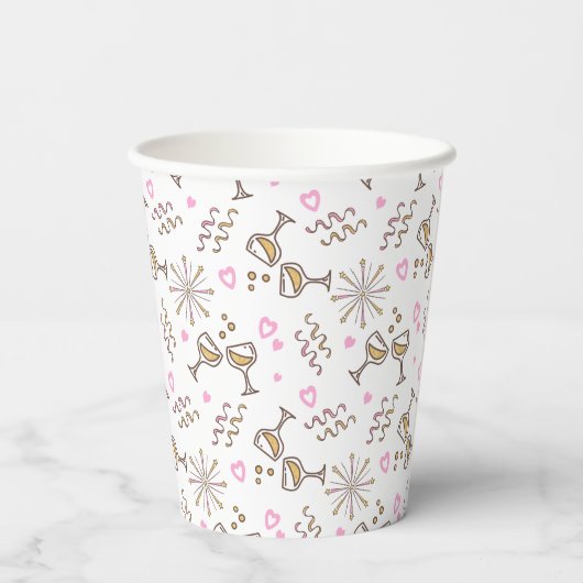 Jubileum Celebration Pattern Pink/Gold ID723 Papieren Bekers (Achterkant)