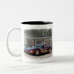 Jubileum Chevy Corvette Pace Car. 2003 Tweekleurige Koffiemok