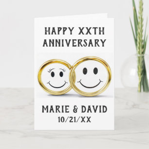 Jubileum Cute Cartoon Gold Wedding Rings Kaart