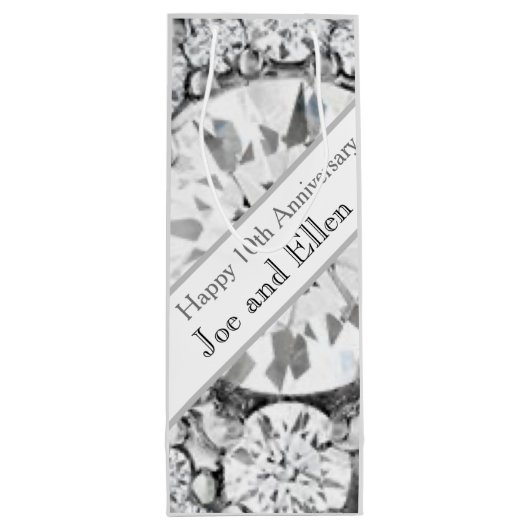 Jubileum Diamond 10e bruiloft Wijn Cadeautas (Achterkant)