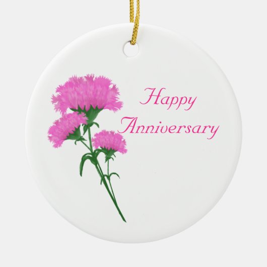 Jubileum Drie roze anjers Keramisch Ornament (Voorkant)