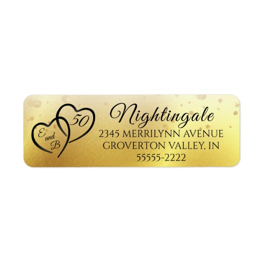 Jubileum Elegant Script Hecht Initiaal Gold Etiket (Voorkant)