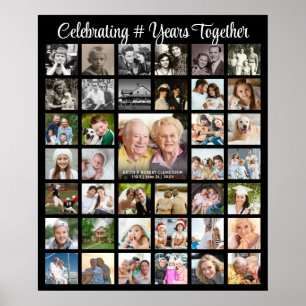 Jubileum Foto Collage 39 Foto's Op Maat Zwart Poster