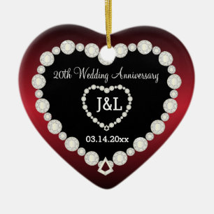 Jubileum Garnet Red DIY-tekst Keramisch Ornament