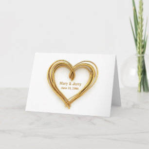 Jubileum Gefeliciteerd Gold Wire Heart Kaart