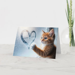 Jubileum Ginger Kat met Frosty Window Heart Kaart