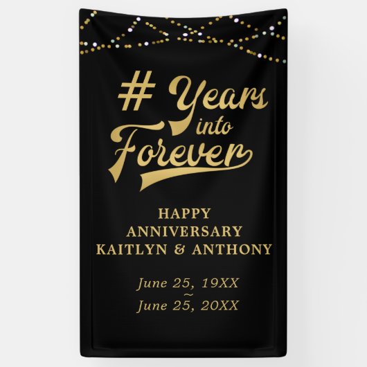 Jubileum Gold String Lights JAREN IN FOREVER Spandoek (Verticaal)