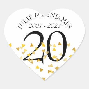 Jubileum Gouden Hartjes Confetti Hart Sticker