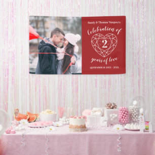 Jubileum granaat rood hart gepersonaliseerde foto spandoek
