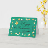 Jubileum Green Gold Effect Stars Kaart (Gele Bloem)