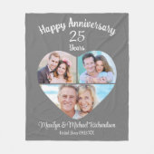 Jubileum hart 3 fotocollage aangepaste kleur fleece deken (Voorkant)