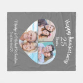 Jubileum hart 3 fotocollage aangepaste kleur fleece deken (Voorkant (Horizontaal))