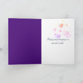 Jubileum Hart Bubbles op Paars Kaart (Binnen)