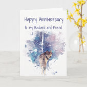 Jubileum Husband en vriend Lone Wolf in Forest Kaart (Gele Bloem)