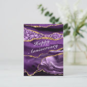 Jubileum Kaart Agate Paars Violet Glitter Gold (Staand voorkant)