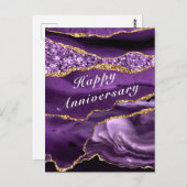 Jubileum Kaart Agate Paars Violet Glitter Gold (Voorkant / Achterkant)